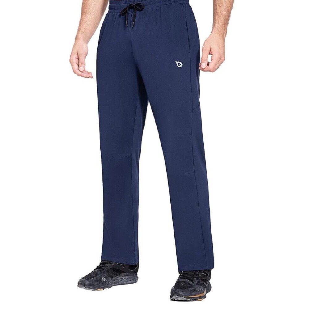 Baleaf Men's Fleece Lined Water Resistant Sweatpants Winter Zip Pockets BLUE XL